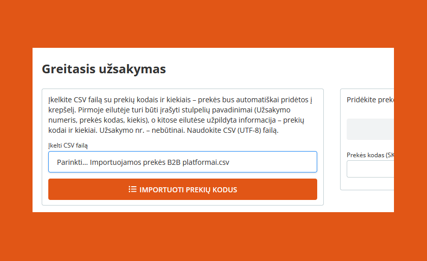 greitasis uzsakymas b2b