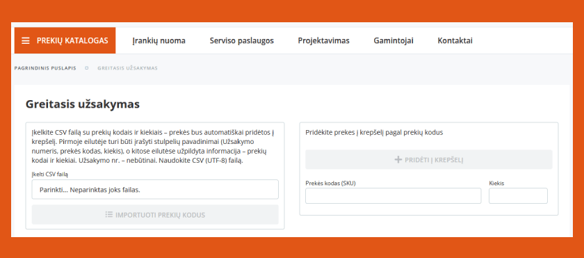rankinis csv importas