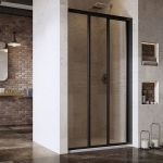 Dušo durys Ravak ASDP3-80 198 cm. juodu profiliu ir skaidriu stiklu 