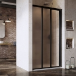 Dušo durys Ravak  ASDP3-80 198 cm. Juodu profiliu ir grape stiklu 