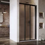 Durys dušo Ravak ASDP3-90 198 cm. Juodu profiliu ir grape stiklu 