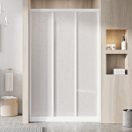 Dušo durys Ravak  ASDP3-120 198 cm. Baltu profiliu ir dekoruotu plastiko Pearl užpildu 