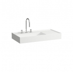 Praustuvas Kartell by Laufen, 900x460mm, platus kraštas dešinėje, paslėptu nuotaku, be perlajos, 1 anga maišytuvui, su LCC (Laufen Clean Coat) danga 