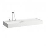 Praustuvas Kartell by Laufen, 1200x460x120mm, platus kraštas dešinėje, paslėptas nuotakas, be perlajos, 1 anga maišytuvui, su Laufen Clean Coat danga 