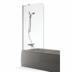 Vonios sienelė Brasta Glass MIJA 795-801x1500 skaidrus stiklas, juodi profiliai 