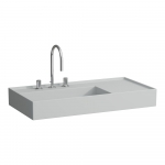 Praustuvas Kartell by Laufen, matmenys 900x460x120mm, platus kraštas dešinėje, šlifuota apačia, paslėptu persipylimu, 1 anga maišytuvui viduryje, spalva - pilka matinė 