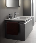 Praustuvo ir spintelės komplektas Laufen Pro S: plonas ('slim') praustuvas su 1 stalčiaus spintele, matmenys: 800x500x460mm, grafito spalva 