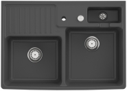 Plautuvė Double-bowl 895x630 graphite C+, skylės maišytuvui 