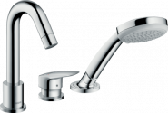 Vonios maišytuvas Hansgrohe Logis iš vonios krašto. 3d. 