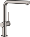 Maišytuvas plautuvei Talis M54 270, ištraukiama žarna, Sbox, brushed black chrome 