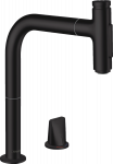 Maišytuvas plautuvei Hansgrohe M7120-H200, ištraukiama žarna, 2 jet, s-box, juodas matinis 