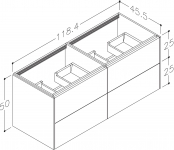 Spintelė apatinė D-Line 120cm 4 stalčiai balta matinė 