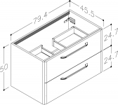Spintelė apatinė Soft 80cm balta blizgi 