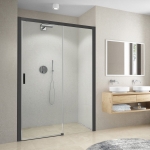 Durys dušo Roth CI D2R/1500, juodu profiliu ir skaidriu stiklu, skirta montuoti į nišą arba derinti su šonine sienele CI FXP 