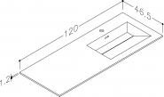 Praustuvas Corian 120cm, dubuo dešininėje 