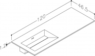 Praustuvas Corian 120cm, dubuo kairėje, be skylės maišytuvui 