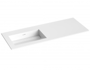 Praustuvas Corian 120cm, dubuo kairėje, be skylės maišytuvui 