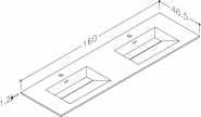 Praustuvas 160 cm, dvigubas corian 