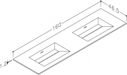 Praustuvas 160 cm, dvigubas corian, be skylės maišytuvui 