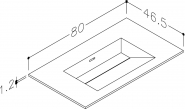 Praustuvas Corian 80cm be skylės maišytuvui 