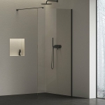 Sienelė Ravak Walk-In Air Wall 100, juodu profiliu, skaidriu stiklu. 