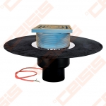 Įlaja DN110 su bituminiu flanšu, drenažiniu žiedeliu,  trapu viršuje: 148x148mm/ 137x137mm, integruotu el. šildymo kabeliu (10-30W, 220V) 