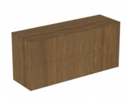 Spintelė Ideal Standard Conca praustuvui, matmenys: 1200x373x550, du stalčiai, push to open, soft close uždarymas, tamsus riešutas (tikros medienos lukštas) 