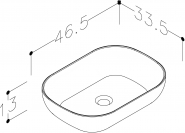 Praustuvas Ovalo 46,5x33,5x13 cm juodas ovalus, montuojamas ant stalviršio 