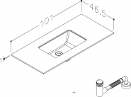 Stalviršis HPL 100 cm su praustuvu iš apačios, smėlinis akmuo 