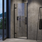 Durys dušo Ravak COSD1-80 juodu profiliu ir skaidriu stiklu, skirtos montuoti į nišą arba derinti su  stacionaria sienele COPS 