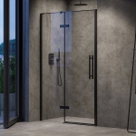 Durys dušo Ravak COSD2-100 juodu profiliu ir skaidriu stiklu, skirtos montuoti į nišą arba derinti su stacionaria sienele COPS 