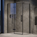 Sienelė dušo Ravak COPS-100 juodos spalvos profiliu ir skaidriu stiklu, skirta derinti dušo durimis COSD1 