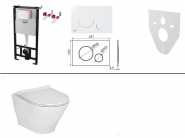Komplektas WC rėmas, WC Roca Gap rimless, soft-close dangtis, M670 baltas mygtukas, tarpinė 