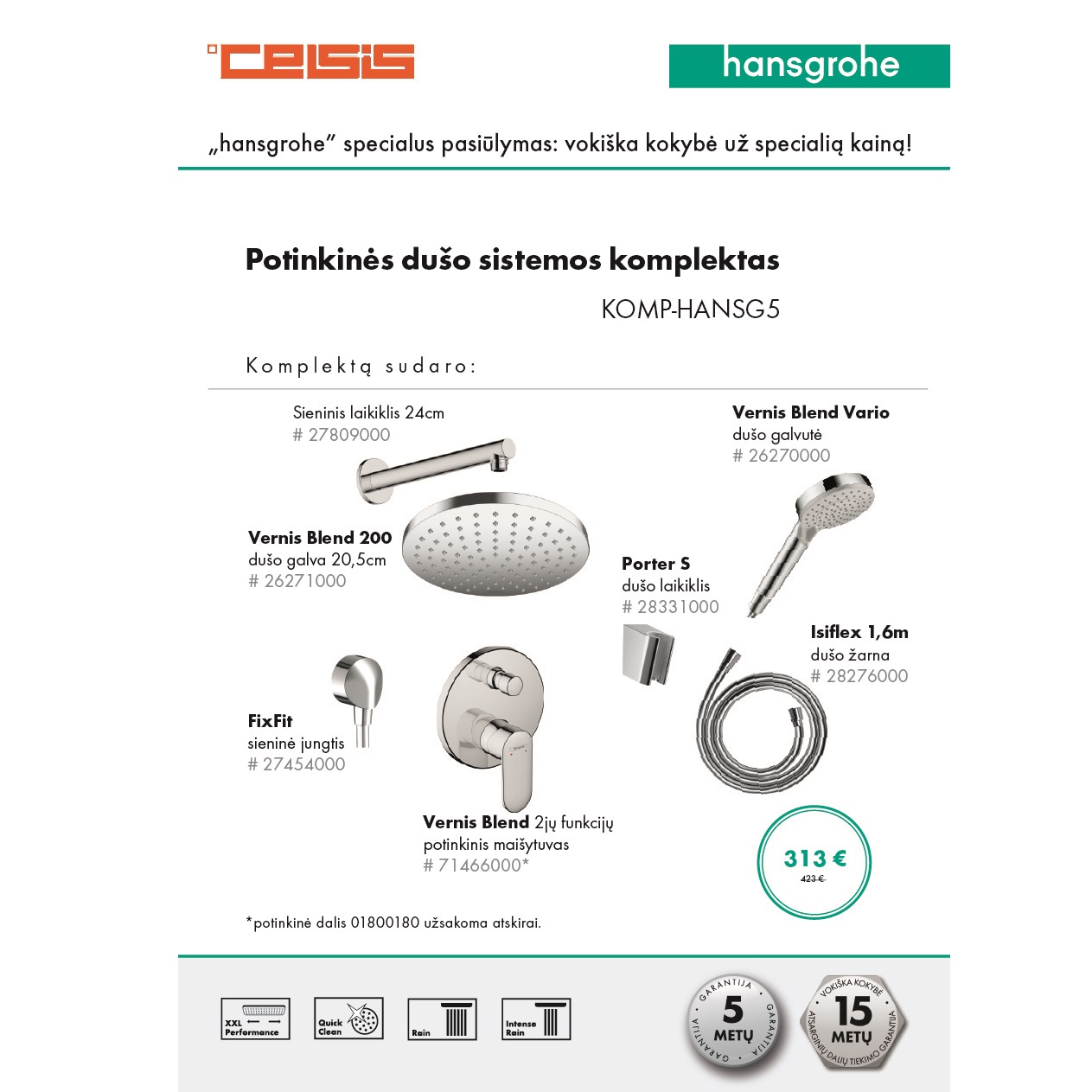 SPECIALUS HANSGROHE PASIŪLYMAS! 