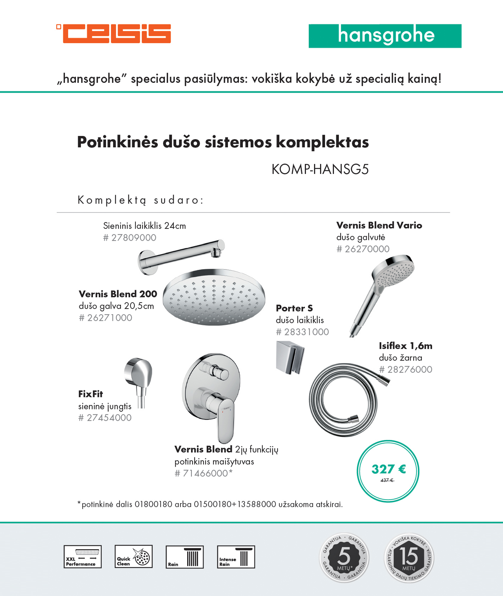 SPECIALUS HANSGROHE PASIŪLYMAS! 