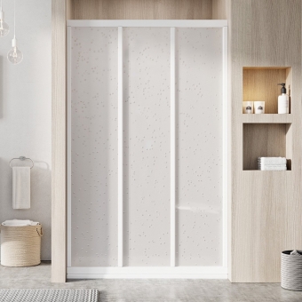 Dušo durys Ravak ASDP3-80 198 198 cm. Baltu profiliu ir plastiko pearl užpildu 