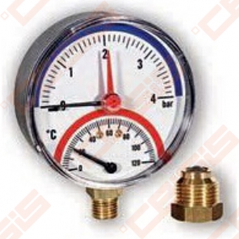 Termomanometras WATTS F+R828; Dn15x1/2"; PN 4bar; Vertikalus