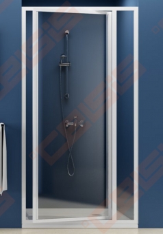 Varstomos dušo durys RAVAK SUPERNOVA SDOP-90 su baltos spalvos profiliu ir dekoruotu plastiko Pearl užpildu
