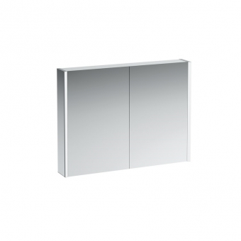 Veidrodinė spintelė Laufen Frame 25, matmenys: 1000x150x750 mm, aliuminio korpusas, su 2 LED šviestuvais (reguliuojama šviesa) ir fonine šviesa apačioje, su 2 el. lizdais, su sensoriniu jungikliu 
