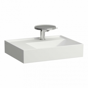 Praustuvas Laufen Kartell, matmenys: 600x460x150mm, platus kraštas kairėje, dvi skylės maišytuvui, be persipylimo 