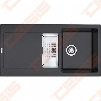 Fragranito plautuvė Franke MARIS MRG651 su ekscentriniu ventiliu ir nuvarvėjimo indu, spalva - onikso juoda 