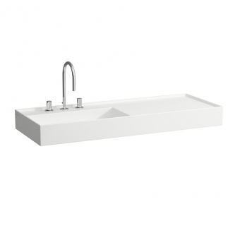 Praustuvas Kartell by Laufen, 1200x460x120mm, platus kraštas dešinėje, paslėptas nuotakas, be perlajos, 1 anga maišytuvui, su Laufen Clean Coat danga 