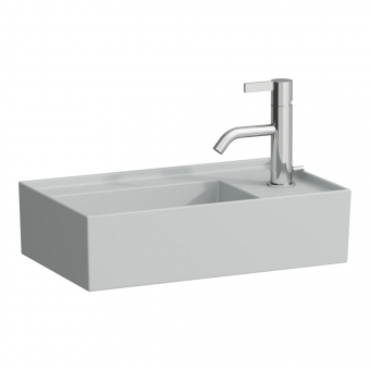 Praustuvas Kartell by Laufen, matmenys: 460x280x150mm, be perlajos, anga maišytuvui dešinėje, spalva - pilka matinė 