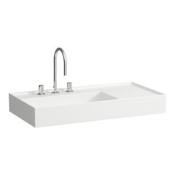 Praustuvas Kartell by Laufen, matmenys 900x460x120mm, platus kraštas dešinėje, šlifuota apačia, be persipylimo, be angos maišytuvui, spalva - balta 