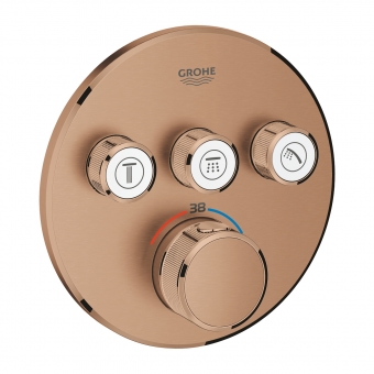 Dalis dekoratyvinė potinkinio maišytuvo  GRT SmartControl apvali 3 taškai matinė raudono aukso spalva 