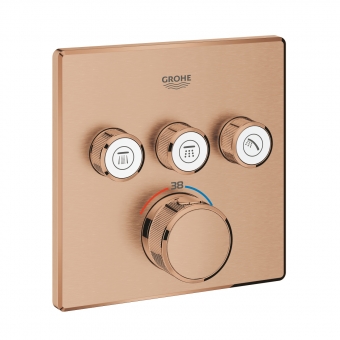 Dalis dekoratyvinė termostatinio dušo maištytuvo GRT SmartControl 3 taškų kvadratinis  matinė rausvo spalva 