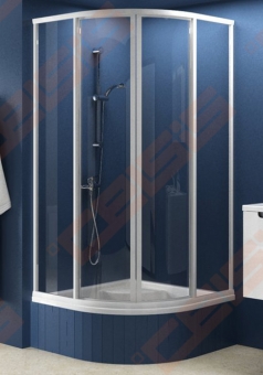 Žemesnė pusapvalė dušo kabina RAVAK SUPERNOVA SKCP4-90 Sabina su baltos spalvos profiliu ir dekoruotu plastiko Pearl užpildu (radius 500)