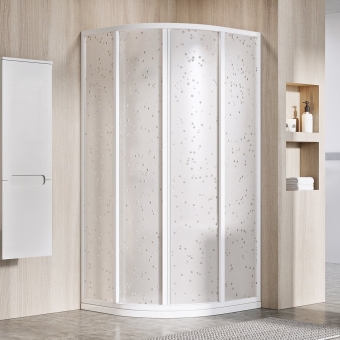 Dušo kabina Ravak SKCP4-80  195 cm. su baltos spalvos profiliu ir dekoruotu plastiko Pearl užpildu 
