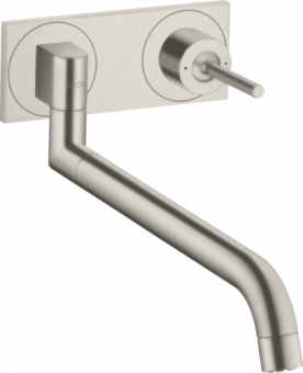 Plautuvės maišytuvas Hansgrohe AxUno2 iš sienos, nerūdijančio plieno 