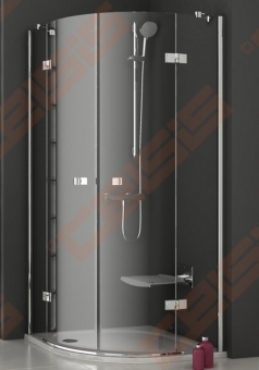 Pusapvalė dušo kabina RAVAK SMARTLINE SMSKK4-90 su chromo spalvos detalėm ir skaidriu stiklu 